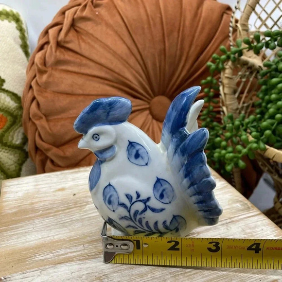Blue and White Rooster Money Bank - Picture 7 of 7